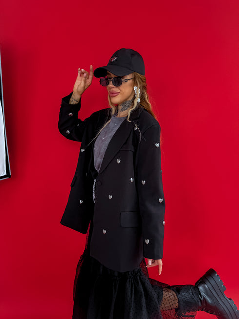 LUX melna, ONE SIZE žakete "HEARTS" PRE-ORDER
